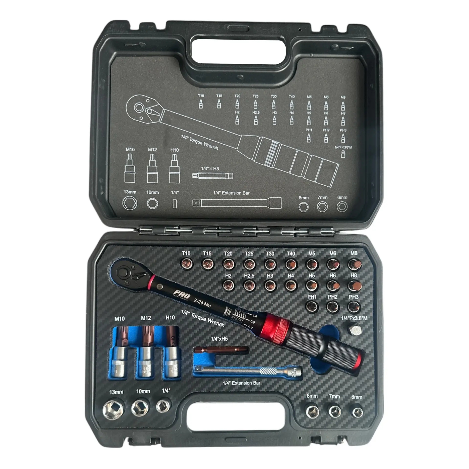 32-piece bicycle torque wrench tool set – 2–24 Nm