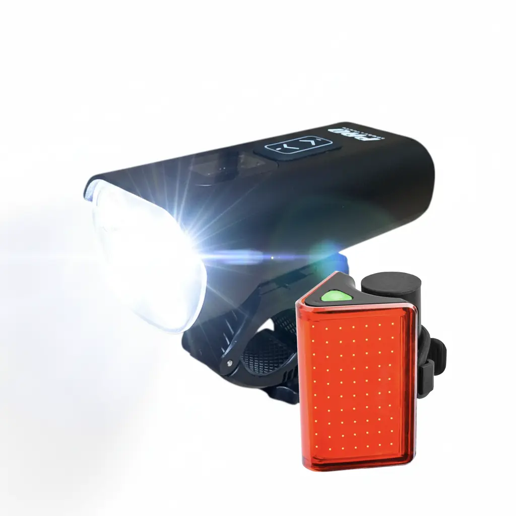 Rechargeable USB bicycle light set 2200 and 300 lumen – front and rear light