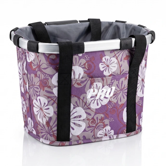 Detachable 16-litre front bicycle basket with floral design – city bicycle
