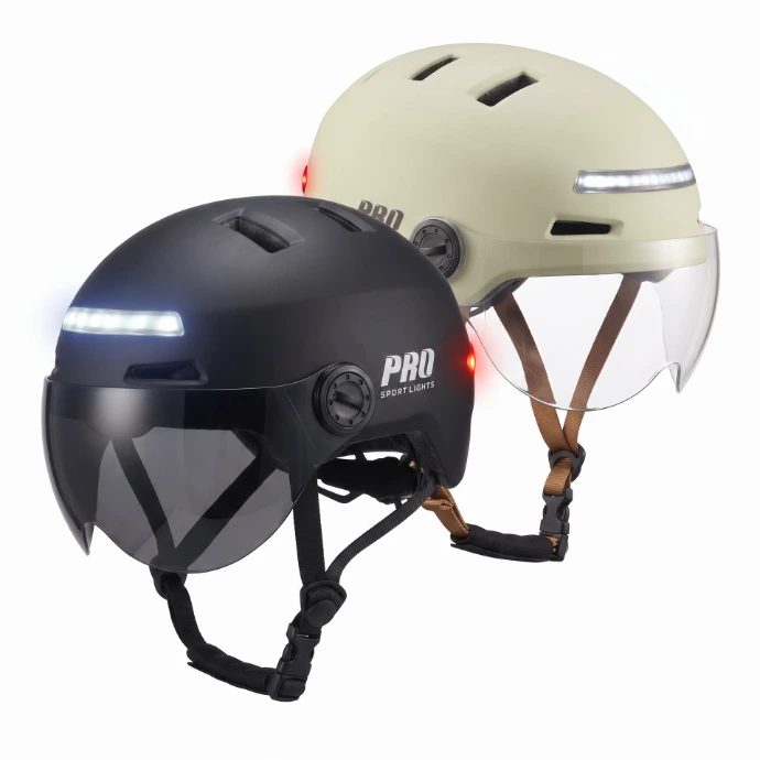Casque vélo Pro Sport Lights ClearView avec visières et éclairage