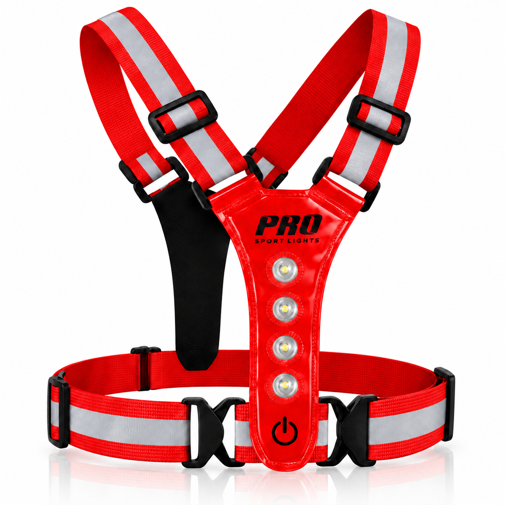 Pro Sport Lights LED safety vest with 8 LEDs – red