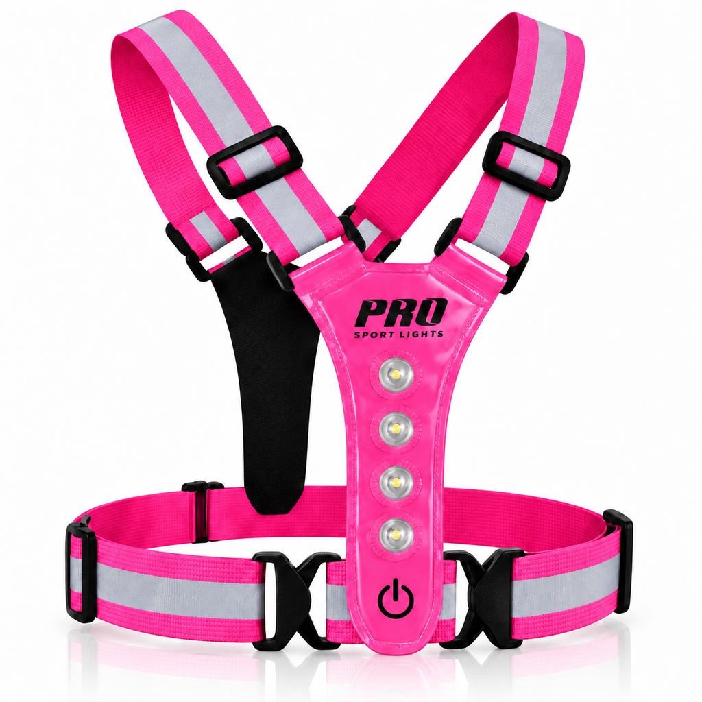 Pro Sport Lights LED safety vest with 8 LEDs – pink