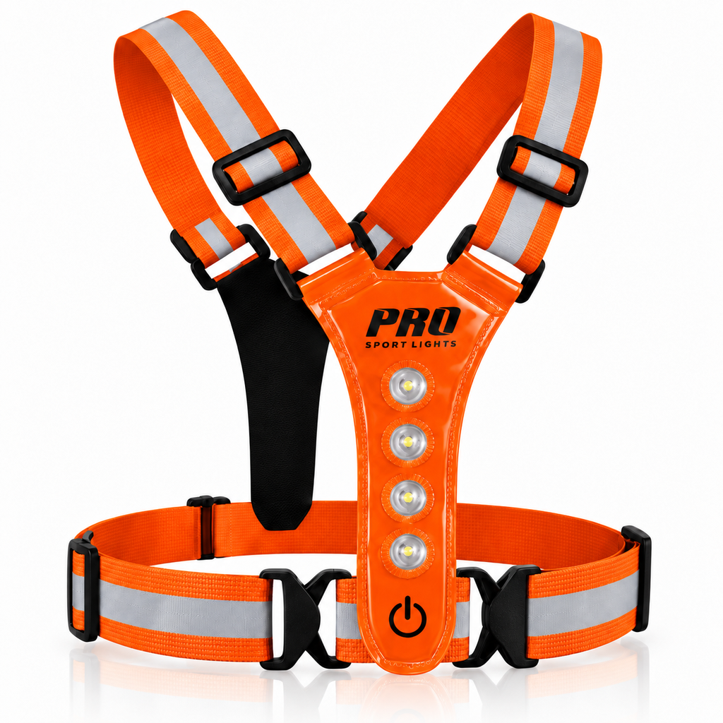 Pro Sport Lights LED safety vest with 8 LEDs – orange