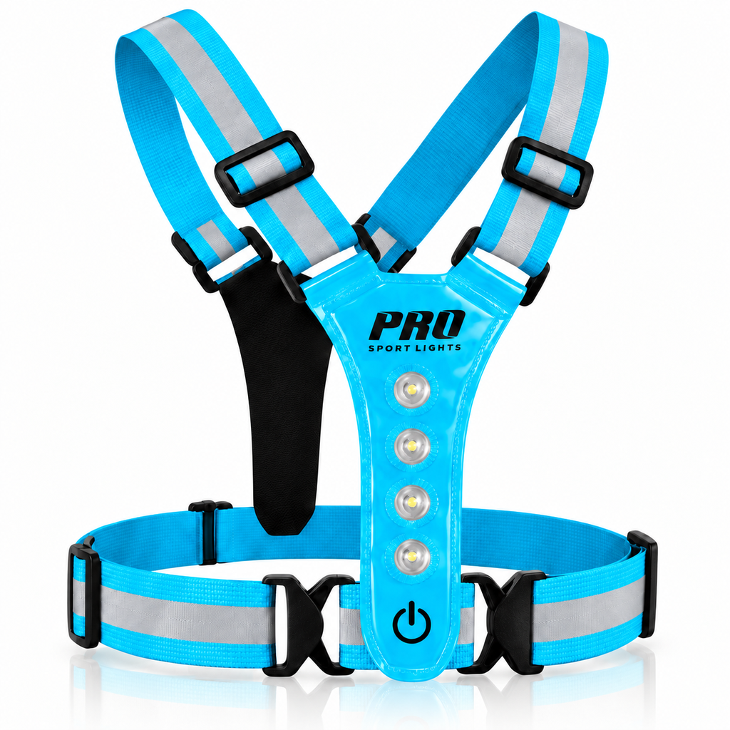 Pro Sport Lights LED safety vest with 8 LEDs – light blue