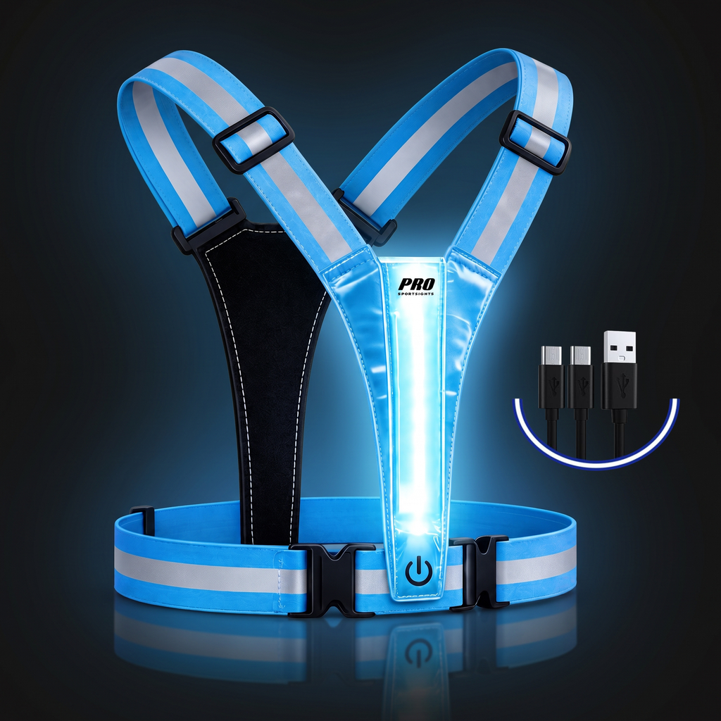 Pro Sport Lights LED safety vest with LED strips – blue