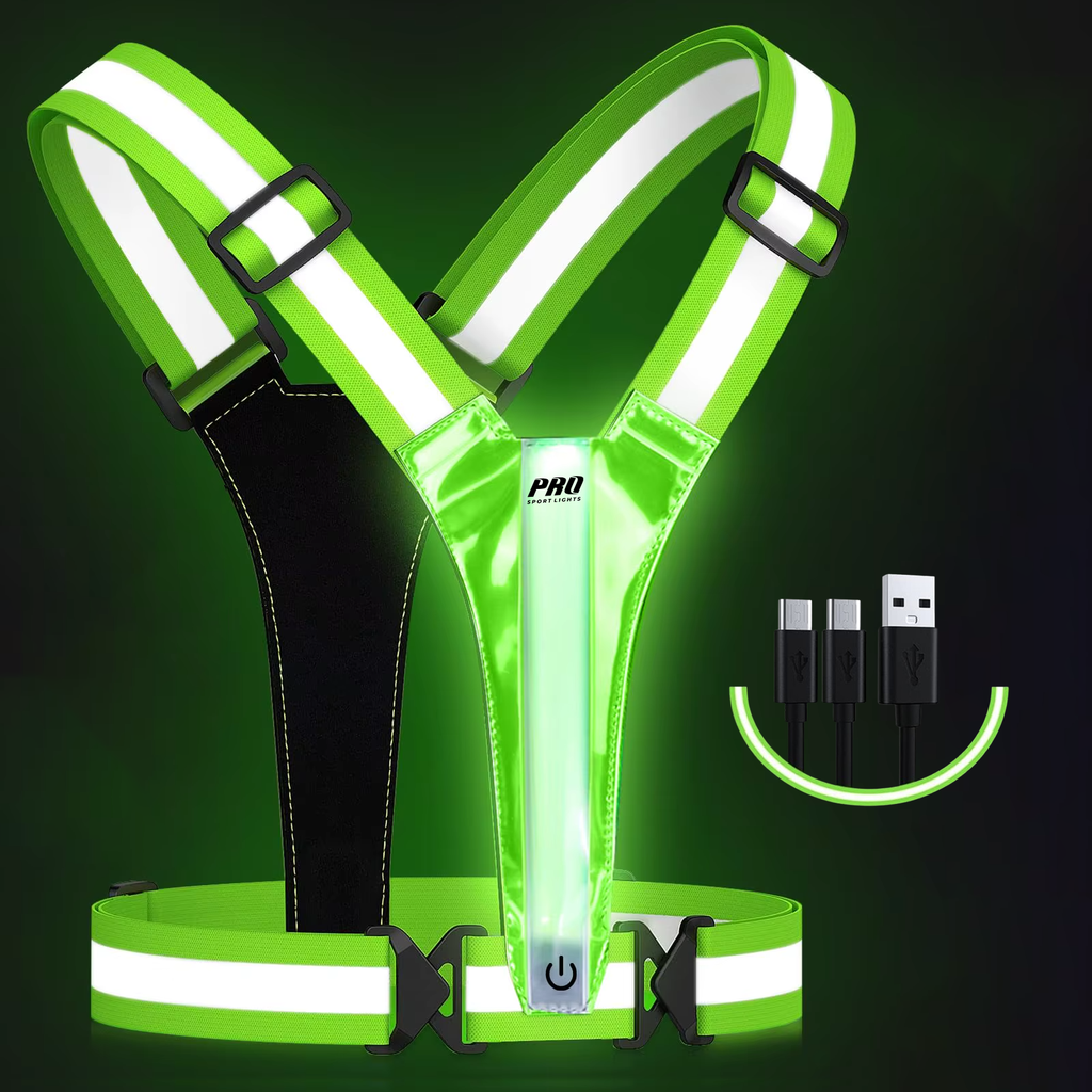 Pro Sport Lights LED safety vest with LED strips – fluorescent yellow