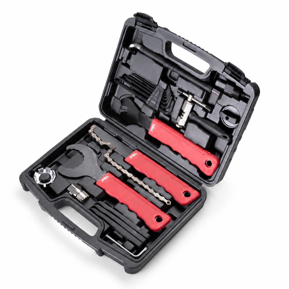 20-piece bicycle tool set in a repair case